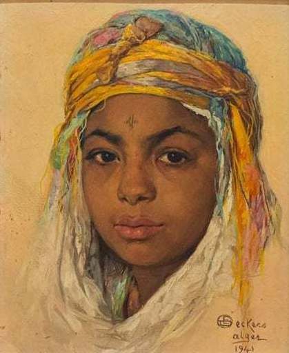 Émile DECKERS - Gemälde - Emile Deckers, Oil on Cardboard, Algeria, 1941