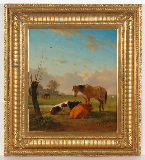 Jozef Jodocus MOERENHOUT - Painting - "Cattle in a meadow" oil painting 