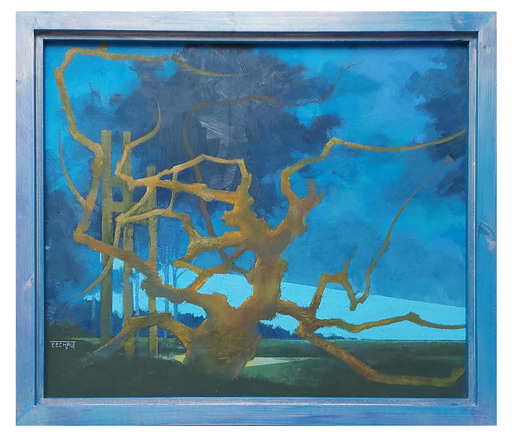 Eugène EECHAUT - Peinture - ANCIENTLY SHAPED TREE IN A LANDSCAPE