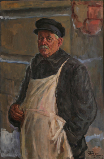 Nikolai RIABININ - Painting - Portrait of a janitor