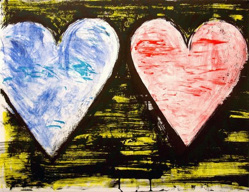 Jim DINE - Print-Multiple - Two Hearts at Sunset