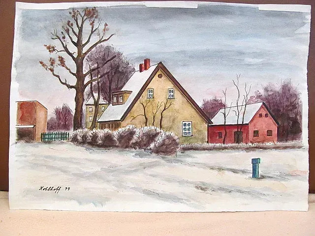 Haus Und Schuppen Im Schnee By Walter Kohlhoff Buy Art Online Artprice