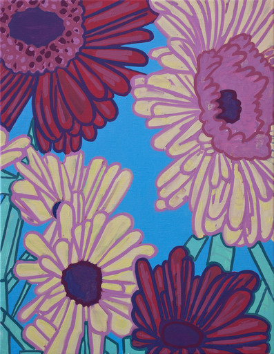 Hubert SCHMALIX - Painting - Flowers, „Some Blue“