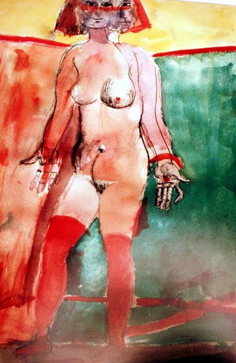 Bruno CASSINARI - Drawing-Watercolor - Ritratto di donna