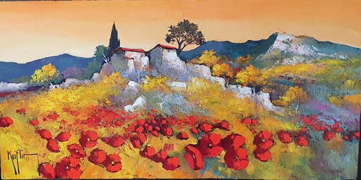Roger KEIFLIN - Peinture - La bergerie dans les collines