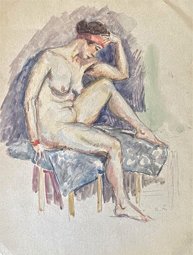 阿尔伯特·马尔凯 - 水彩作品 - c.1911-12 Nu au turban –Yvonne Berny