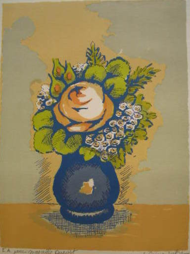 Madeleine LUKA - Grabado - Le vase de fleurs,1977.