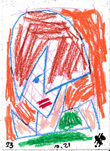 Harry BARTLETT FENNEY - Drawing-Watercolor - red hair green vest (23 10 21)