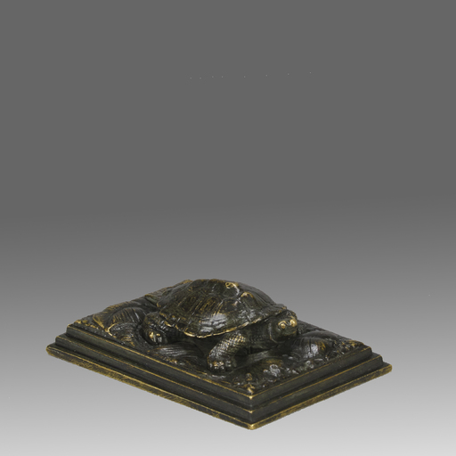 Antoine Louis BARYE - Skulptur Volumen - Animalier Bronze Study "Tortue"