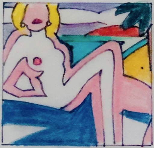 Tom WESSELMANN - Peinture - Study for Seated Sunset Nude