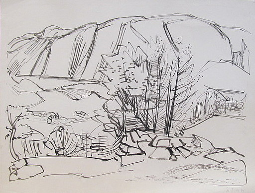 Erich HARTMANN - Disegno Acquarello - #19794: Berge in den Alpen. 