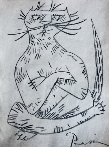 Mario PRASSINOS - Drawing-Watercolor - Le chat