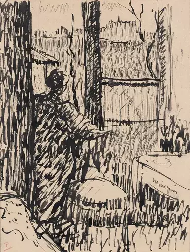亨利·夏尔·芒更 - 水彩作品 - Jeanne à la fenêtre, rue Boursault