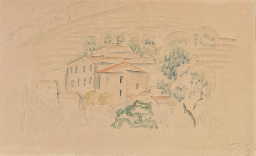 Léopold SURVAGE - Drawing-Watercolor - Village