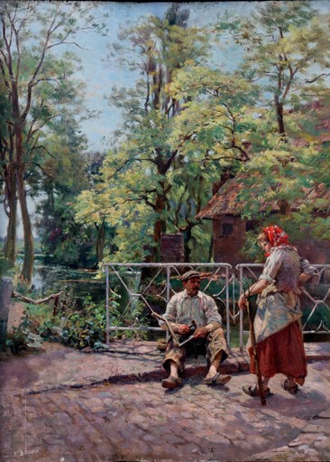 Émile BOUZIN - Gemälde - "LE RABATTEUR DE FAUX"