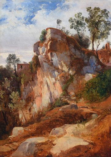 Giacinto GIGANTE - Painting - Paesaggio con falesia