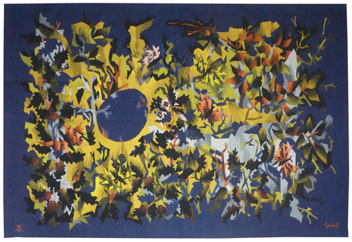 Elie GREKOFF - Tapestry - Paysage bleu aux papillons