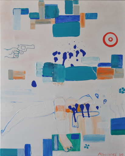 Marc ALBARANES - Peinture - meurtre dans les bleus