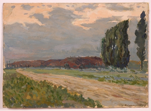 Vladimir M. SINITSKI - Peinture - "Country Road", Oil Painting, 1947