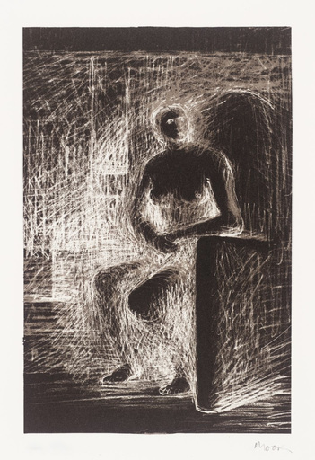 亨利•摩尔 - 版画 - Seated Figure IV - Reverse Lighting