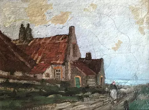 Charles Walter STETSON - Pintura - c.1885 A Brittany Village House Tribute to Ch.F.Daubigny 