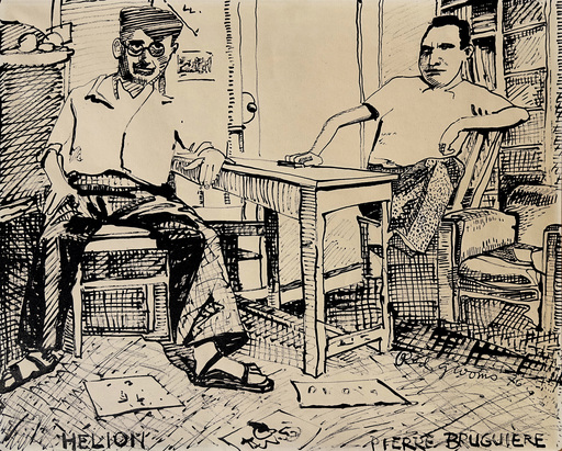 Red GROOMS - Drawing-Watercolor - Hélion et Pierre Brugière