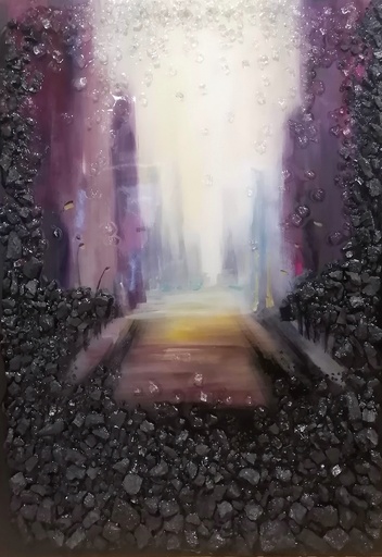 Galina KOLOMENSKAYA - Pintura - Rain in the city