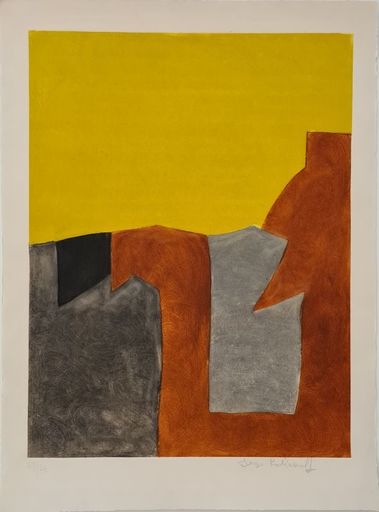 塞尔日•波利雅科夫 - 版画 - Composition grise brune et jaune IX 