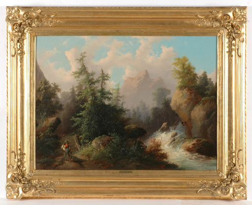 Theodor VON EHRMANNS - Gemälde - "Alpine Landscape" oil painting, 19th century