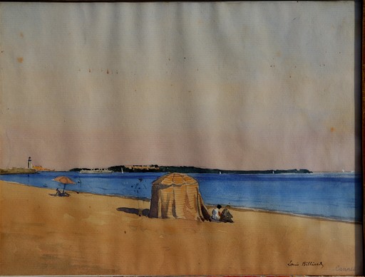 Louis Victor Marie BILLIARD - Drawing-Watercolor - "LA PLAGE DE CANNES"