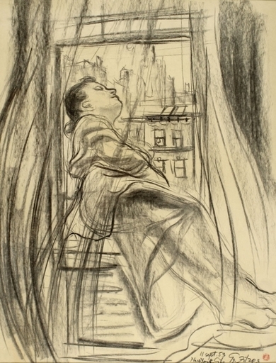 Gyula ZILZER - Drawing-Watercolor - Woman by the Window