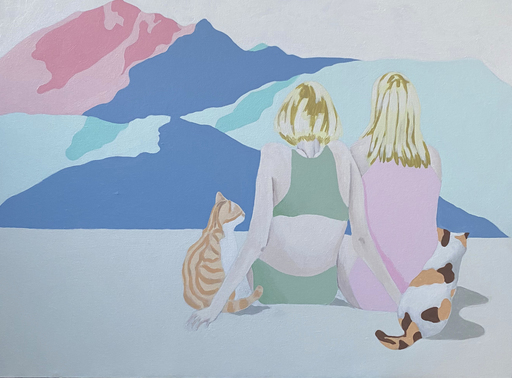Maya ABASHIDZE - 绘画 - Cats and Mountains