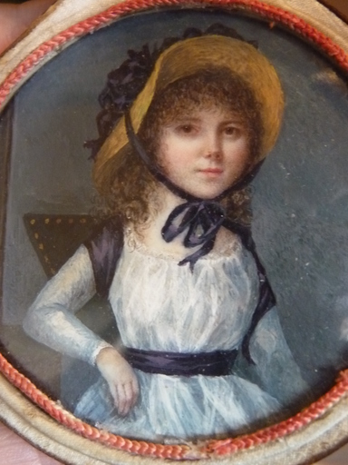 Jean-Alexandre BOQUET - Miniatur - Jeune Femme au Chapeau de Paille