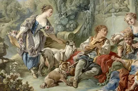Tableau Impression Sur Toile - Berger Sifflant à Une Bergère - François Boucher