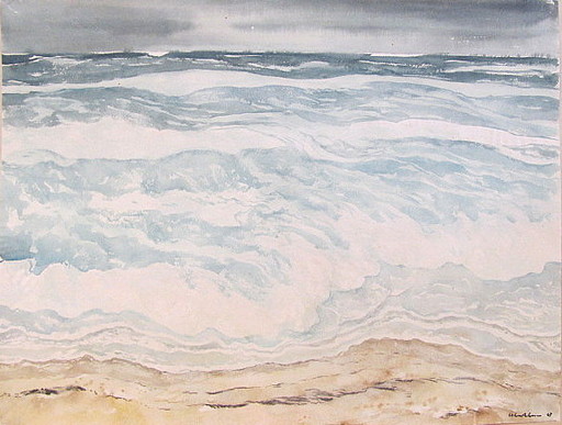 Paul MECHLEN - Drawing-Watercolor - Brandungswogen am Strand (Sylt)