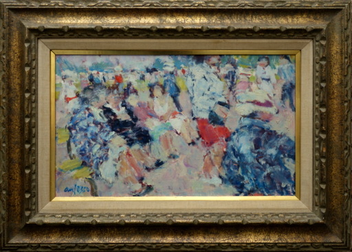 Pierre ANFOSSO - Painting - "Personnages dans un Square"