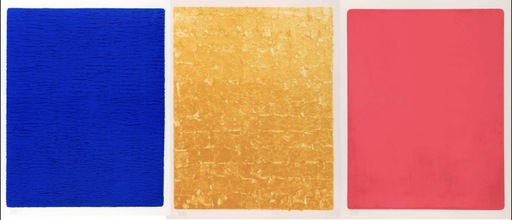 Yves KLEIN - Print-Multiple - Triptyque : Monochrome bleu ikB 067 (1959) + Monogold 8 (196