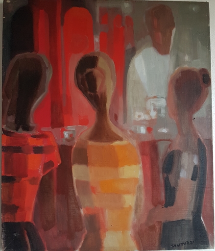 Eliano FANTUZZI - Peinture - donne al bar