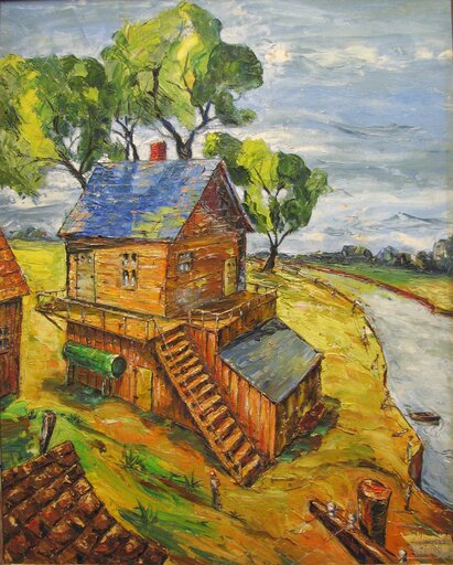 Alexander WASELKOV - Pintura - " HOUSE BY RIVER "