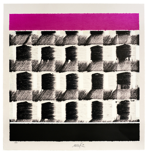Heinz MACK - Print-Multiple - Struktur mit Rosa Feld
