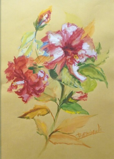 Angeles BENIMELLI - Drawing-Watercolor - Hibiscus