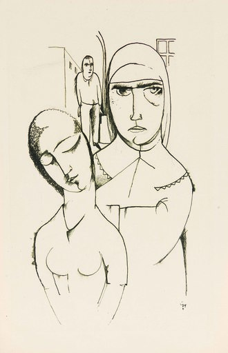 Carry HAUSER - Dibujo Acuarela -  The guard, 1922