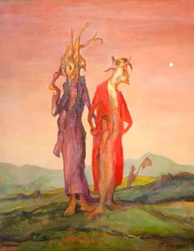 Tibor DENGYEL - Painting - Couple de monstres