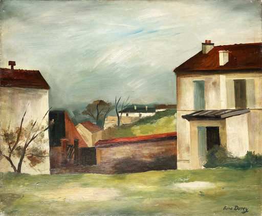 René DUREY - Gemälde - Paysage urbain à Meudon (?)