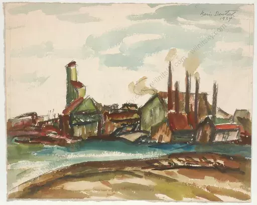 Boris DEUTSCH - Dessin-Aquarelle - "Old factory", watercolor