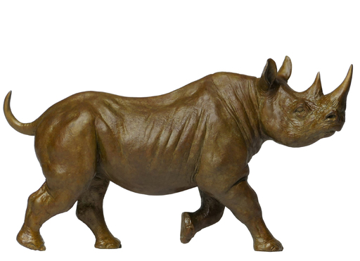 Damien COLCOMBET - Skulptur Volumen - Rhinocéros noir femelle au trot (agrandissement)