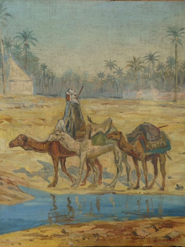 Aleksander LASZENKO - Peinture - Beduine mit 3 Kamelen 