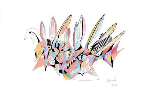 Arnaud DROMIGNY - Drawing-Watercolor - L'oiseau très ailé