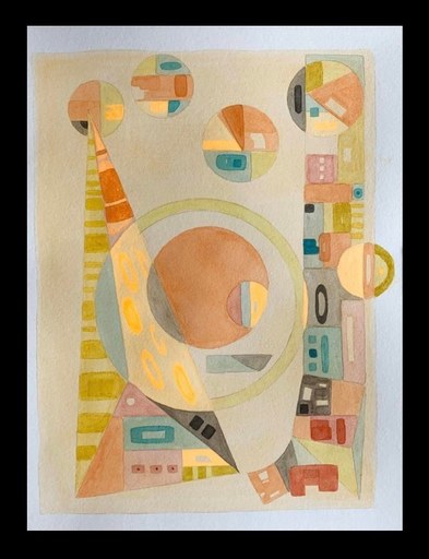 Yamilet SEMPÉ - 绘画 - "Bon Voyage" Serie geometric watercolor Sempe Latin American