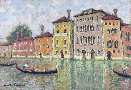 Jac MARTIN-FERRIERES - 绘画 - Venise, le grand canal et les gondoles